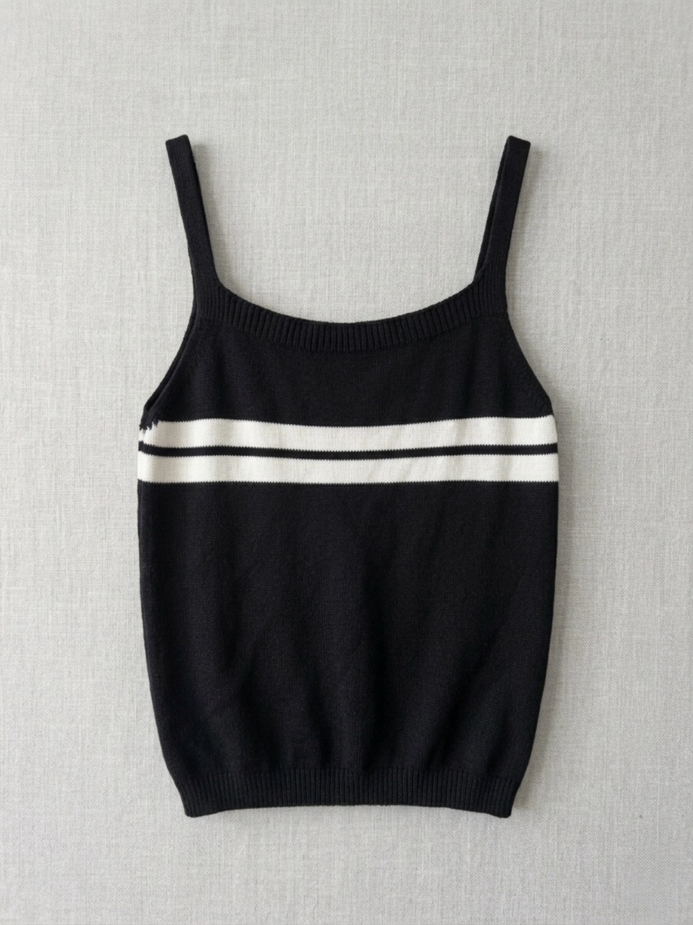 Brandy Melville Black and White Striped Knit Camisole